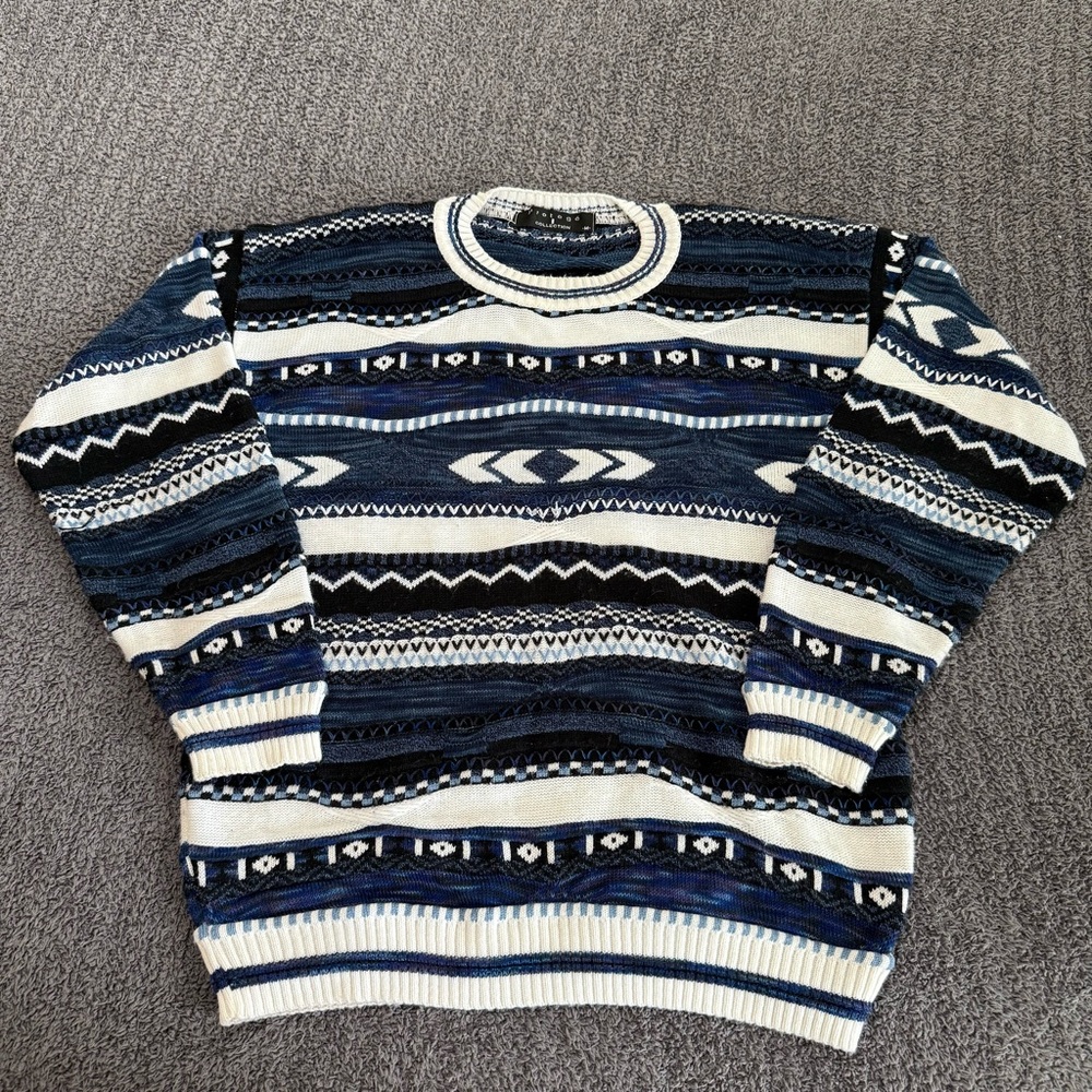 🔥 90s Protégé Collection Abstract Knit Sweater Men’s M – Made in USA Vintage
